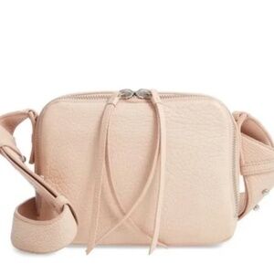 AllSaints Vincent Nude Blush Pink Pebbled Leather Crossbody Camera Bag